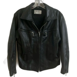 Vintage Kenneth Winnie San Francisco 100% black leather Moto jacket Sz S